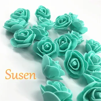 

100pcs DIY 3cm PE Artificial Single color Foam Roses For Wedding Hand make head Flower Heads Kissing Balls Party Decoration