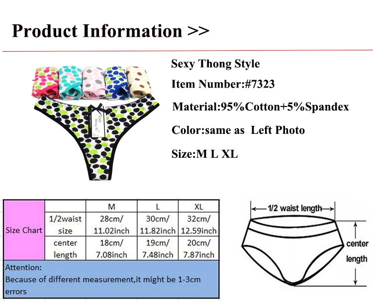 Dotted Cotton Lady Thong Low Rise Girl T-back Sexy  Lady's Panties Women Underwear Stretch G-string  Lingerie Intimate