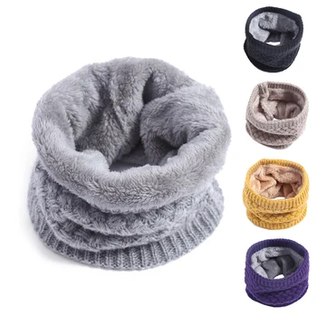 

Winter Baby Ring Scarf Kids Boys Girls Autumn Cotton Scarf Thicken Velvet Knitted Wool Warm Snood Children Braga Neck Scarves