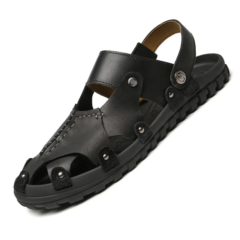 Verão Dos Moda Confortável Confortáveis Grande Black Sapatos Macias 47 Couro De brown 38 Clássicos Sandálias Macio Homens PvqIYI