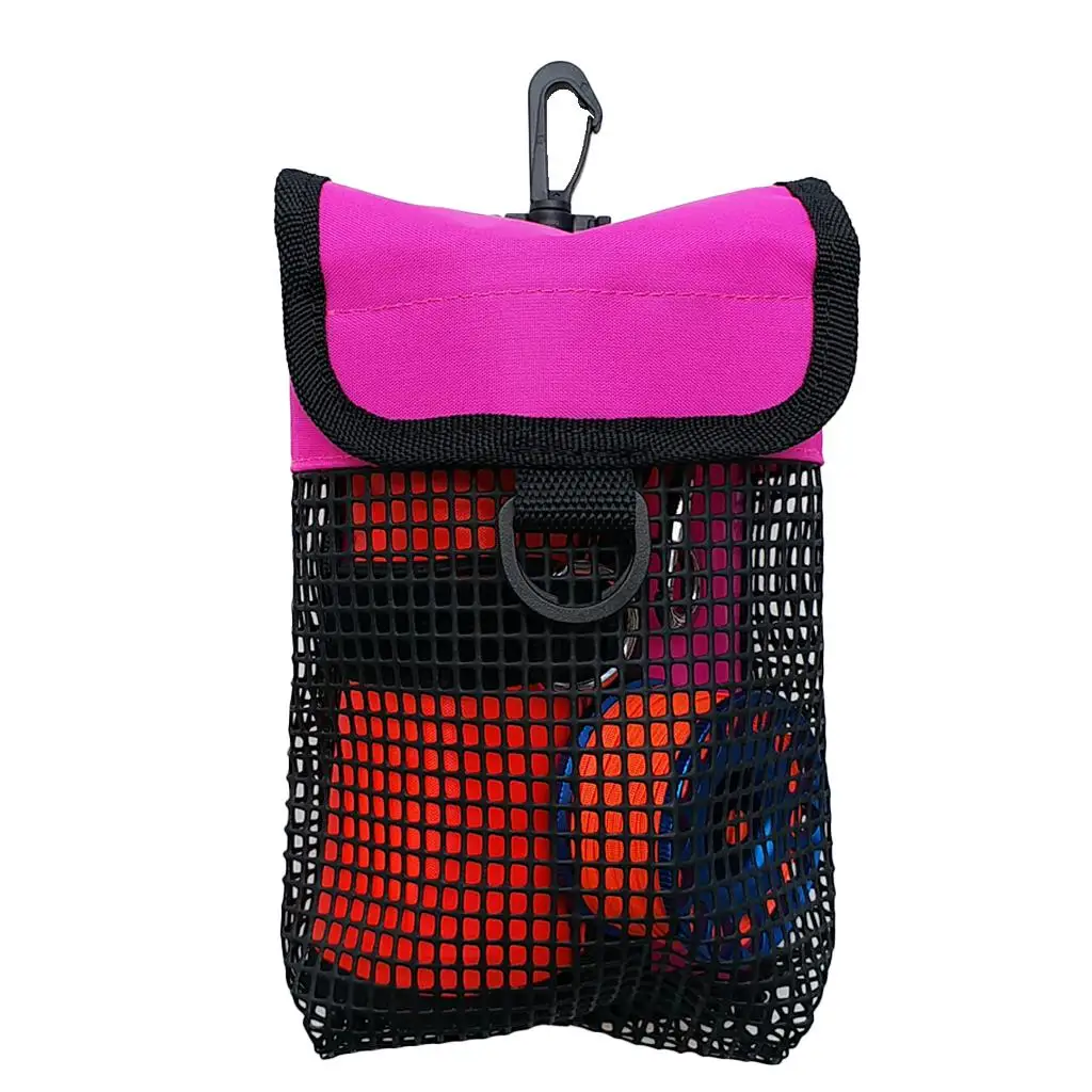  23 x 13 x 5 cm PVC Mesh Nylon Compact Mesh Gear Bag Pouch & Clip for Scuba Diving Reel & SMB Safety Marker Buoy Equipment