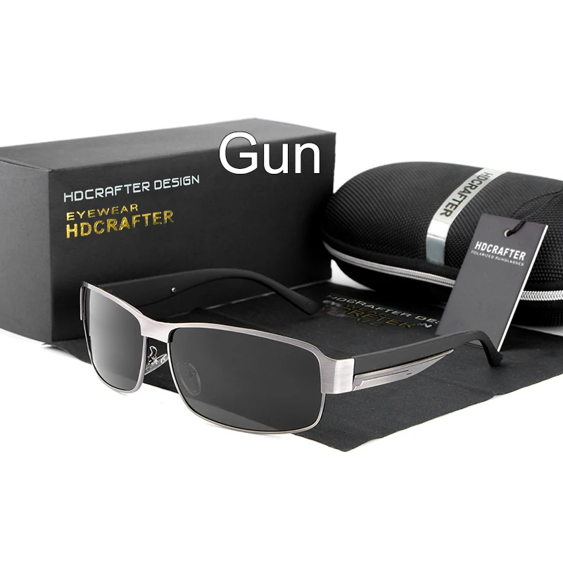 HDCRAFTER, модные солнцезащитные очки для вождения, для мужчин, поляризационные, уф400, брендовые, дизайнерские, солнцезащитные очки, мужские, Oculos, gafas de sol,, хит - Цвет линз: gun