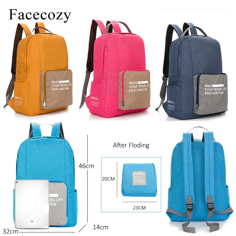 Facecozy 2019 جديد للجنسين حقيبة للتنزه في الخارج طوي تسلق حقائب التخييم السفر أكسفورد القماش الرجال النساء الرياضة حقائب الجيم
