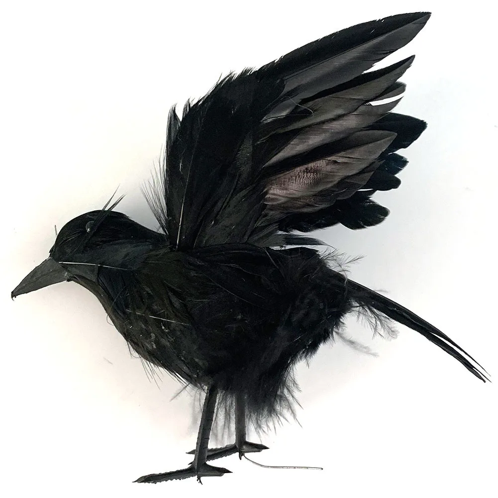 Halloween Artificial Feathered Crows Raven Model Party Props Garden Yard Decoration