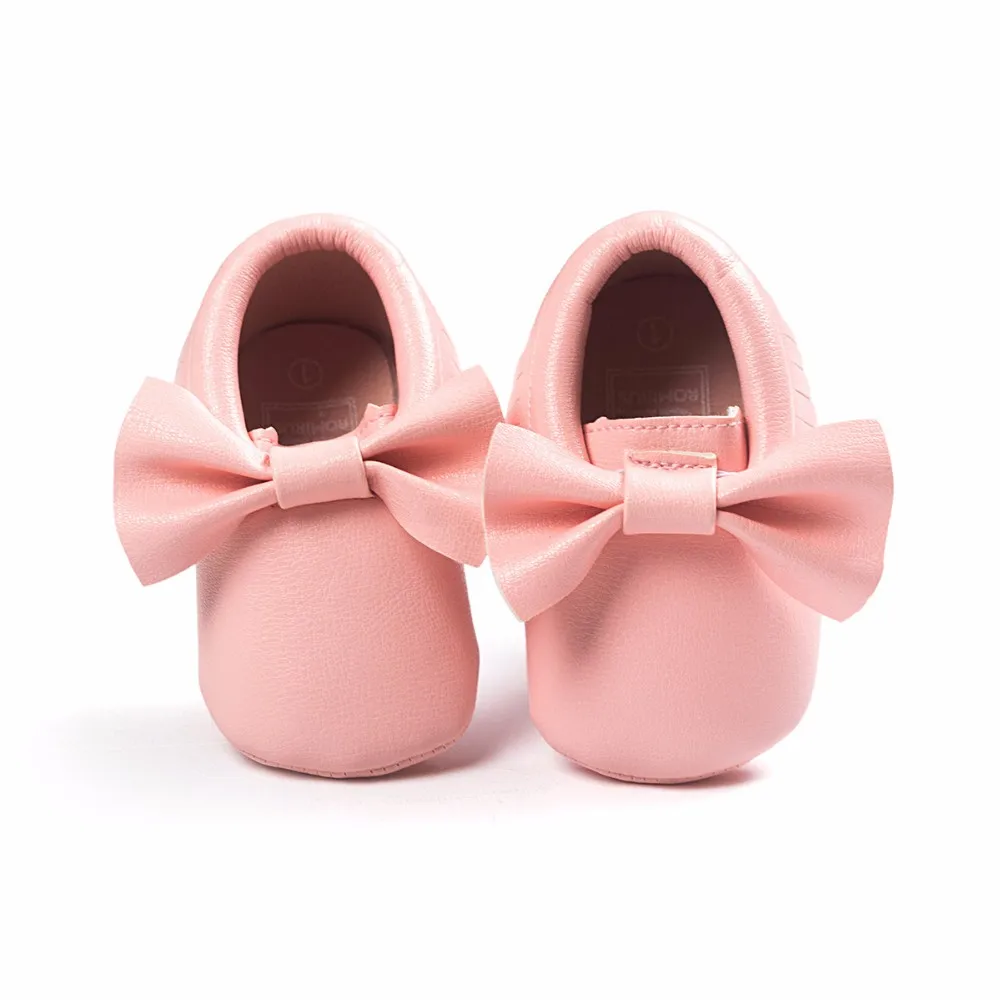 ROMIRUS/Обувь для маленьких мальчиков и девочек с бахромой; нарядные Мокасины с бантом для новорожденных; мягкая обувь для первых ходунков; Moccs