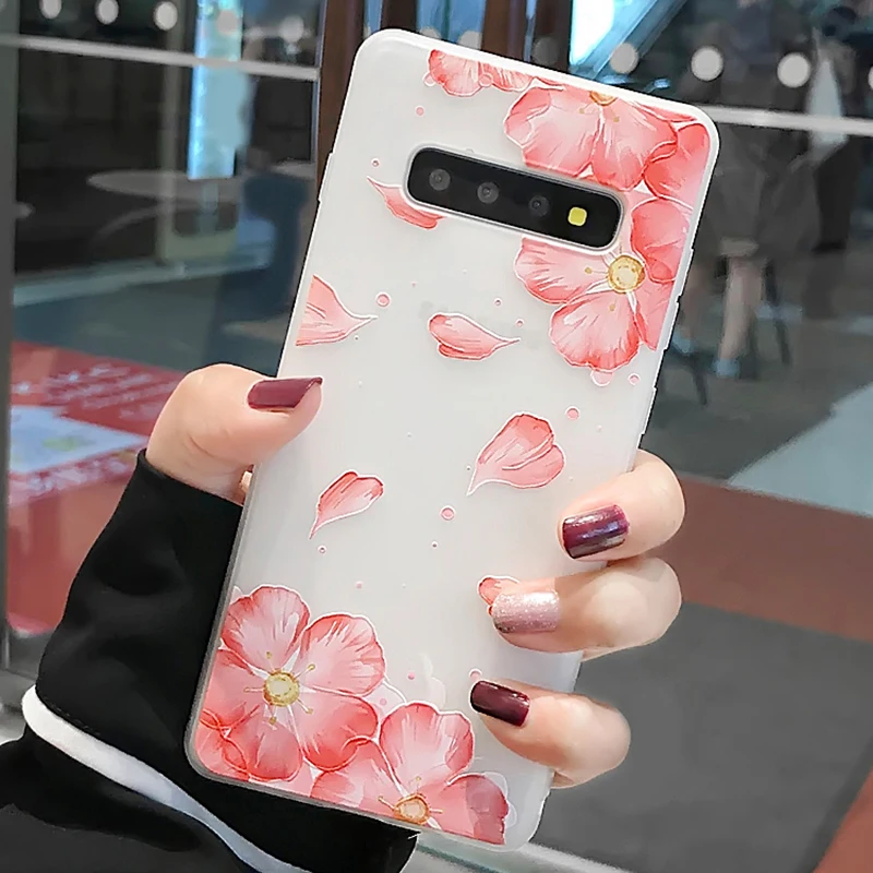 YHBBCASES мультфильм Розовый Цветы крышка телефона для Samsung Note 8 9 рельеф Peach Blossom ТПУ чехол для Samsung Galaxy S8 S9 S10 плюс