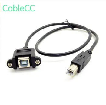 

USB 2.0 B Type Male to Female Printer Scanner Hard Disk Extension Cable with Screws for Panel Mount 50cm