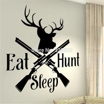 

Wall Decals Living Room Eat Hunt Sleep Bedroom Decal Rifle Vinyl Home Decor Stickers Muraux Art Mural Nursery Wall Decal