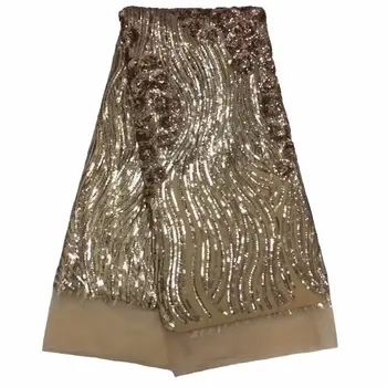 

african lace fabric with sequins 450*135CM 2020 hot sequin fabric high quality tulle sequins lace fabric for evening dresses