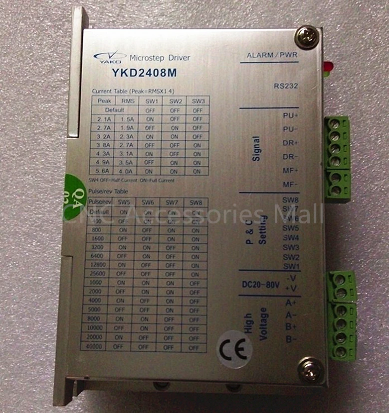 

YAKO stepper motor driver 2 phase step drive 42-86mm series DC20-80V 4.0A YKD2408M for cnc router engraver and cutting machine