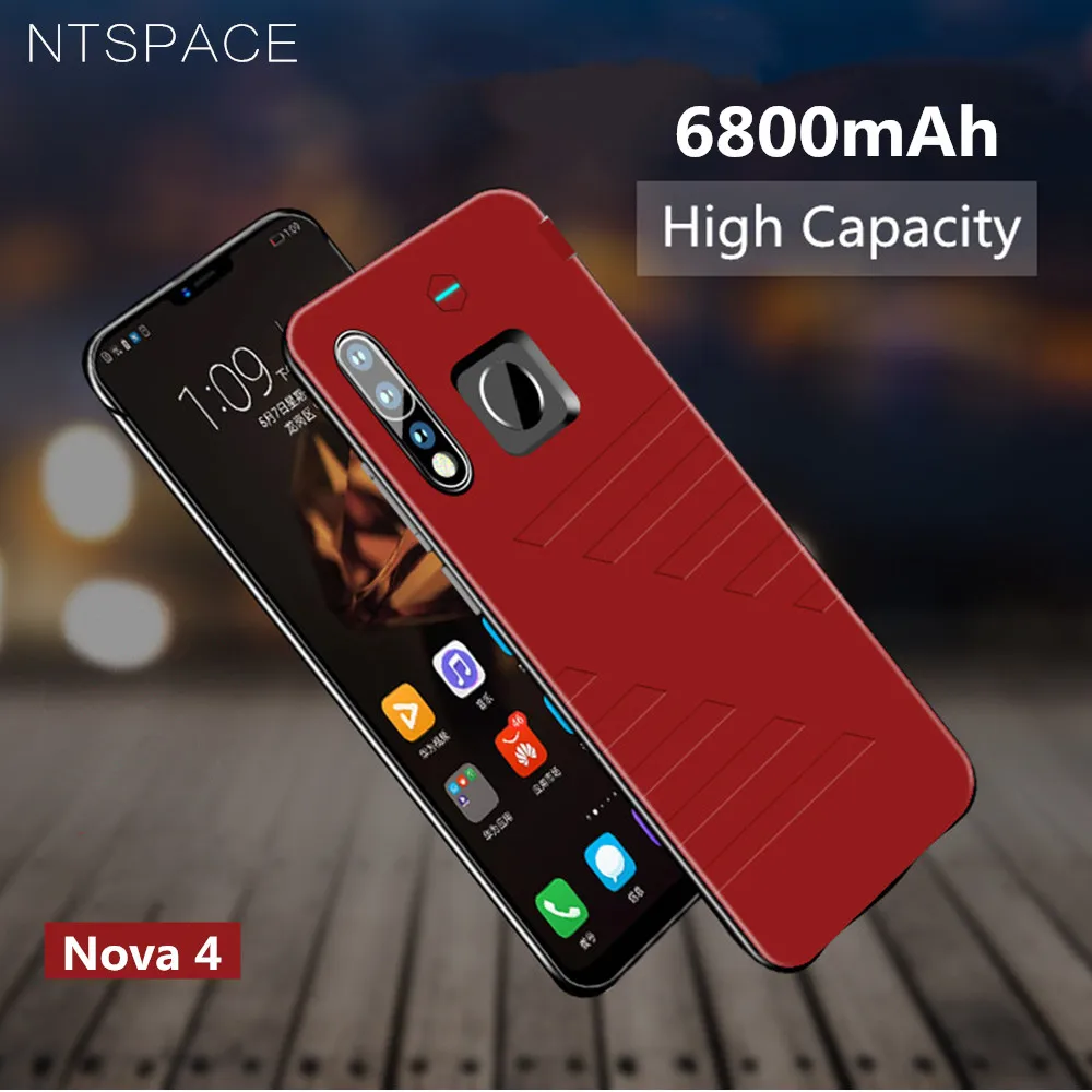 

NTSPACE Wireless Battery Charger Cases For Huawei Nova 4 Battery Case 6800mAh External Portable Power Bank Charging Cover Case