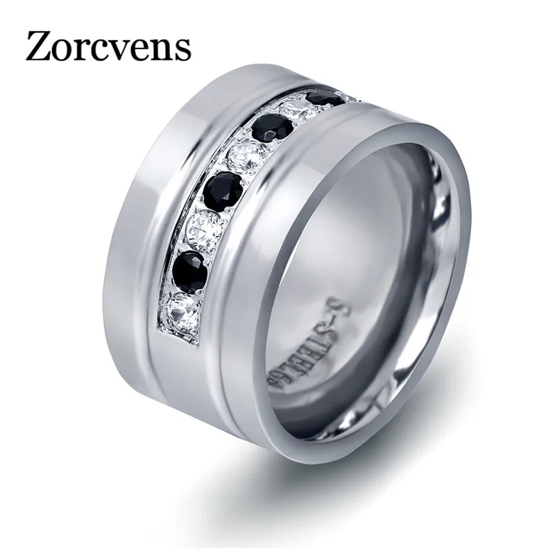Modyle Two Color 316L Stainless Steel CZ Zircon Channel Setting Ring For Women Birthday gift