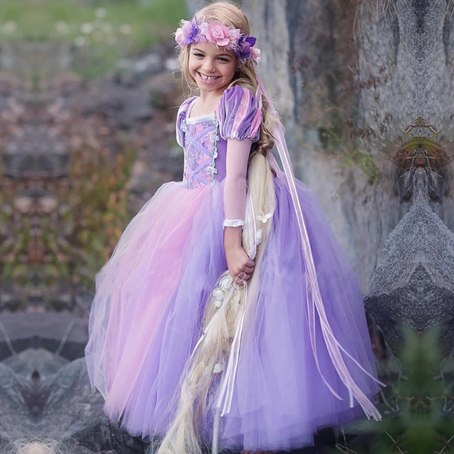 Vestido Infantil Princesa Sofia Rapunzel C/ Busto Trançado - Rosa