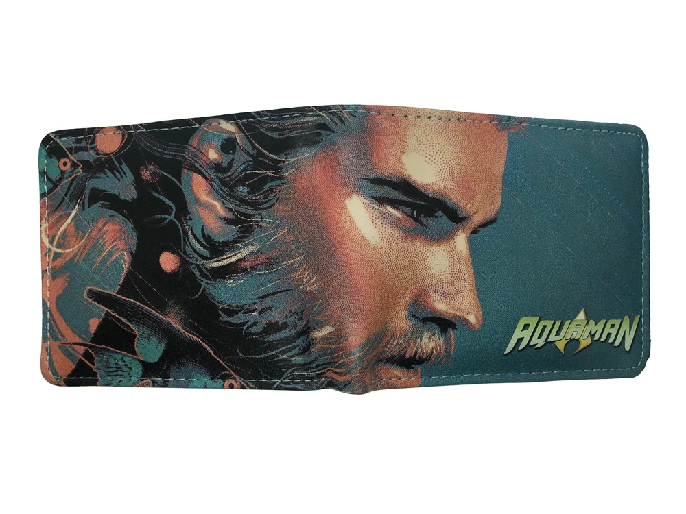 

New Design Fashion Aquaman Pu Short wallet Boys Girls zip Pocket Bifold Photo Card Holder Layers leather Coin Purse Gift