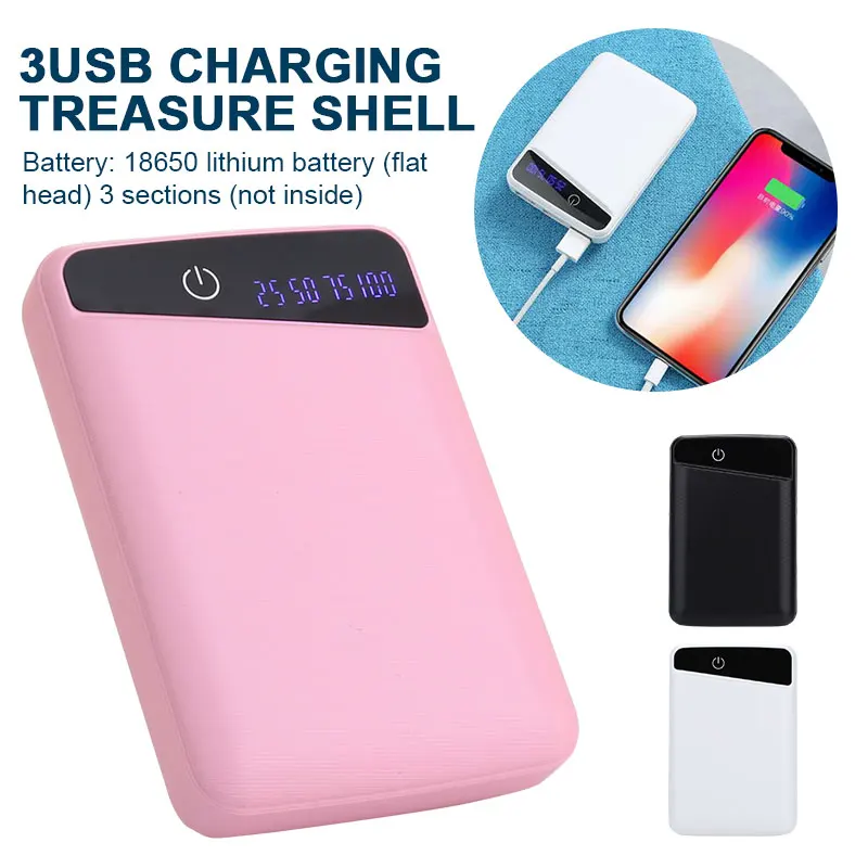 

5V 1A 3 USB interface 3*18650 Power Bank Battery Box Mobile Phone Charger DIY Shell Case For iPhone xiaomi With LED Light
