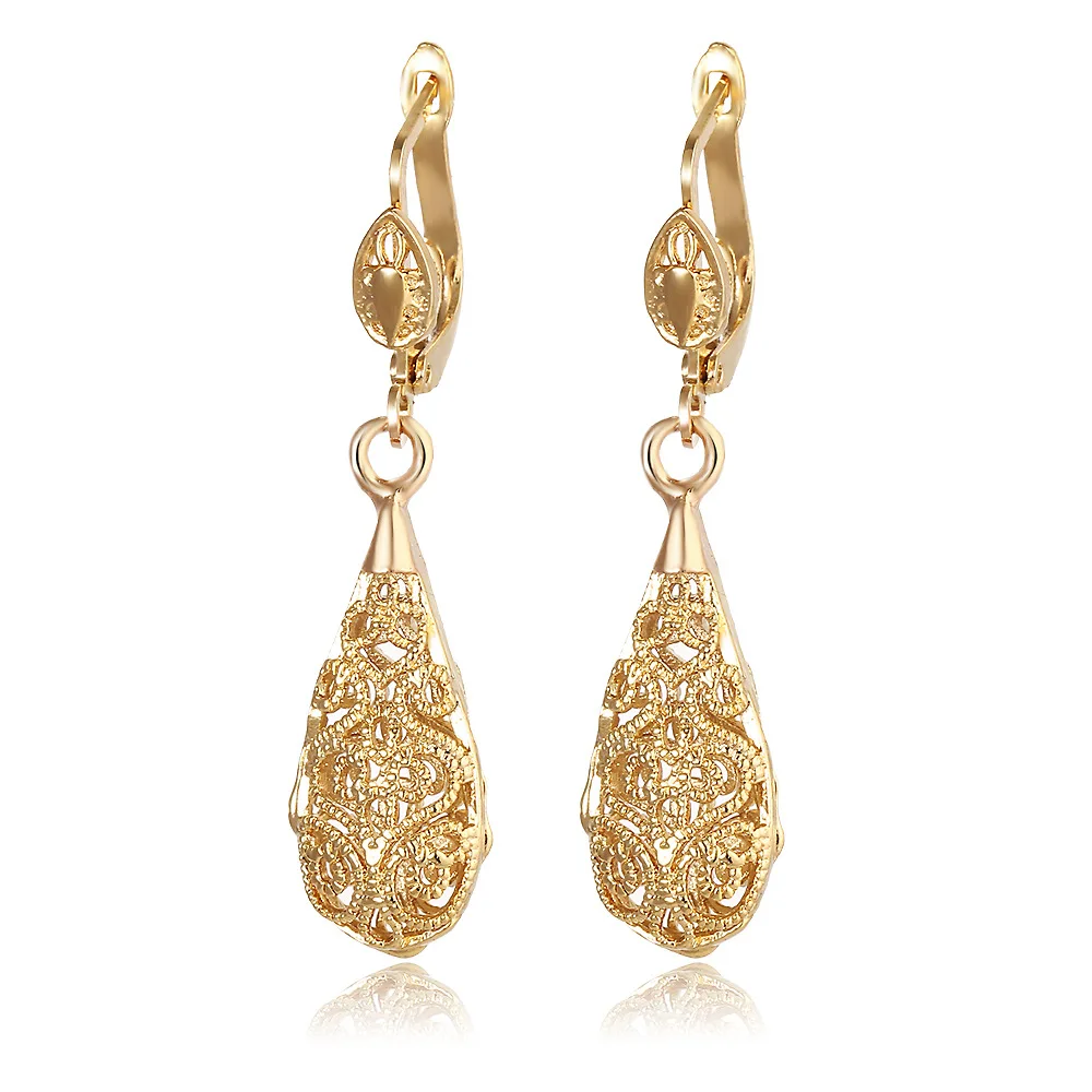 

fashion drops earrings retro stereo hollow flower pearl earrings jewelry simple gold charm dangle earring