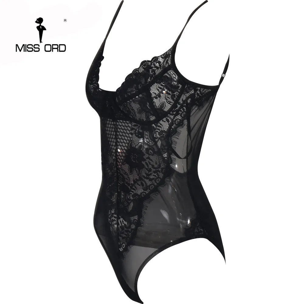 Missord сексуальный ремень прозрачный кружевной черный цвет боди FT3966