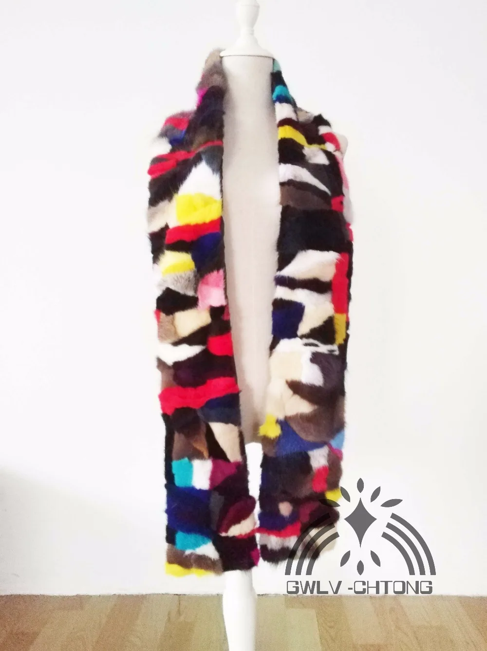 

new genuine mink fur scarf women's long multicolor colorfull scarves