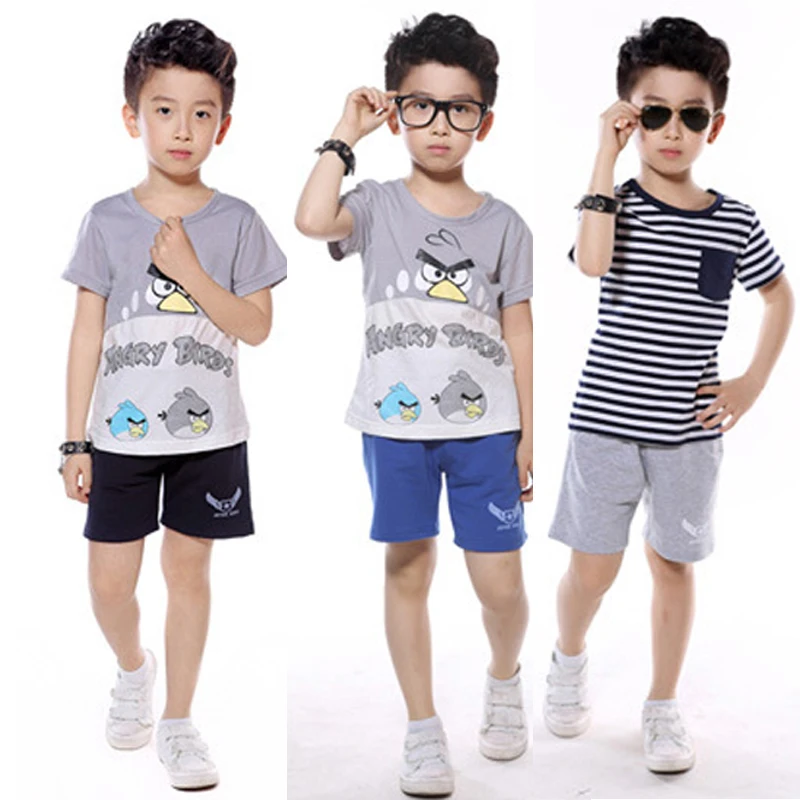 

2019 Spring summer boys short Cotton-blend knit loop fabric cartoon print 3-11 years old children's clothes 3 color all match