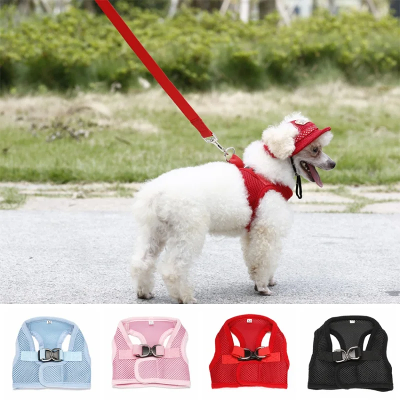 Dog Comfort Vest Harness Leash Mesh Breathable Chihuahua Clothes Plus