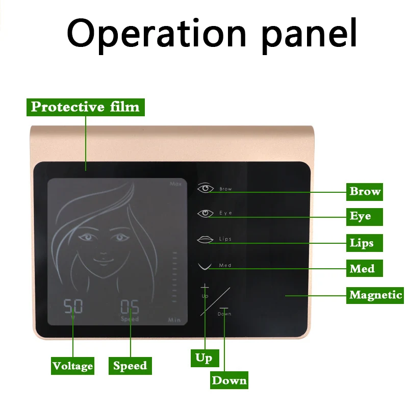 Постоянный макияж машина золото с перезаряжаемой батареей комплект сенсорного экрана для бровей губ машинка для подводки глаз с татуировкой