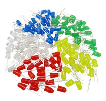 

5000pcs/lot 5 Colors F5 5MM Round Yellow White Red Green Blue Each 1000pcs Diffused Round DIP Diode LED Lamp Light