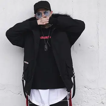 

Men's windbreaker Street style Jacket drop ship Fashion belt mink hat Camouflage Winter Warm New top Coat US Size XS-XXL