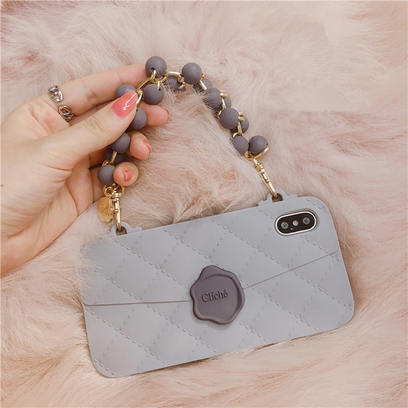 Aowziic Candies handbag shell 6S full package For iPhone X XS MAX XR cell phone shell 7 8plus case silica gel chain soft sleeve