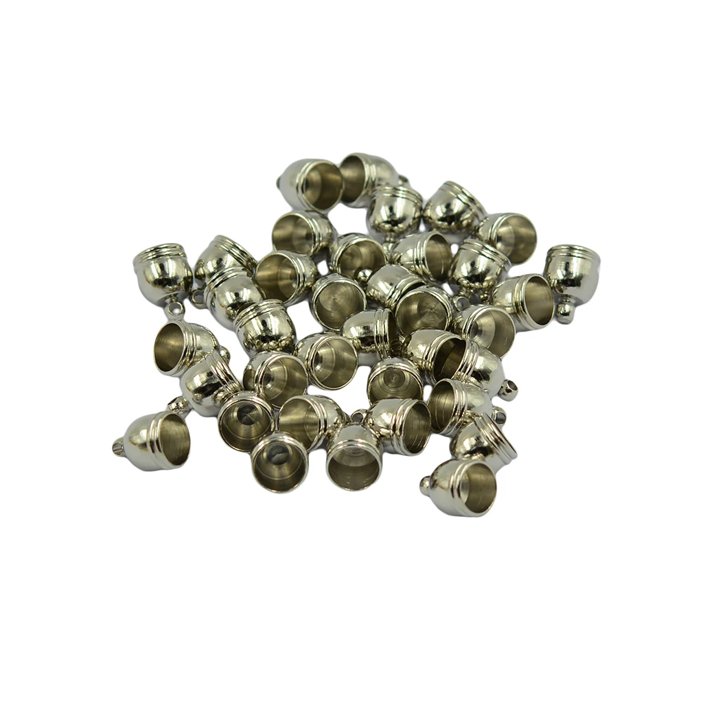 

50 Pieces 6mm Brass Bell End Cap Mesh Kumihimo Cord Jewelry DIY Making Silver