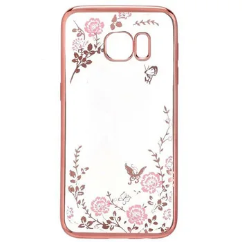 Luxury For Sumsung Galaxy S7 S7edge Electroplate Soft TPU Secret Garden Floral Bling Diamond phone back Cover case