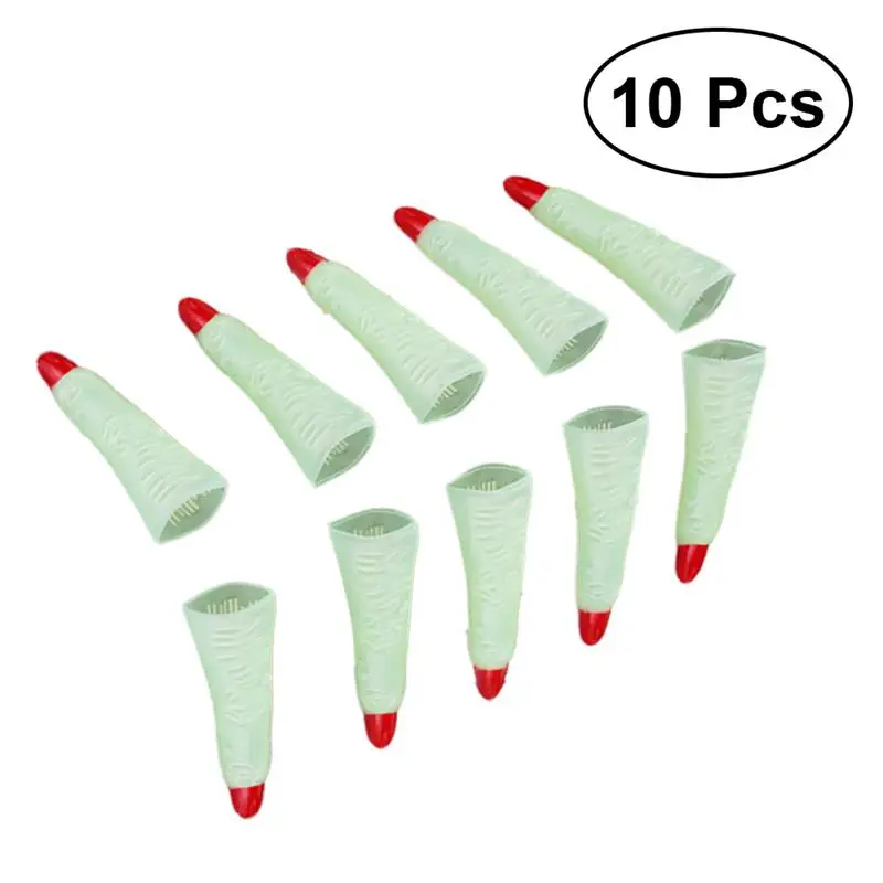 

10pcs Halloween Witch Fingers Fake Nails Luminous Glow-in-the-Dark Spooky Scary Witches Fingers Party Props Costume Fingers
