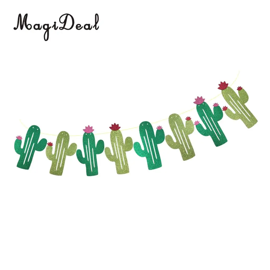 Mini Glitter Cactus Banner Garland Decor Cowboy Western Mexican Festival Party Hawaii Flags Summer Party Garland
