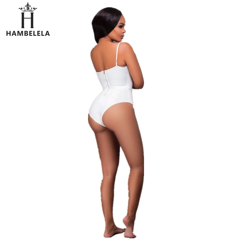 HAMBELELA Sexy Strapless Bodysuit Hollow Out Lace Up Jumpsuit Rompers Women Black White Red Short Jumpsuit 2018 New Overalls (2)
