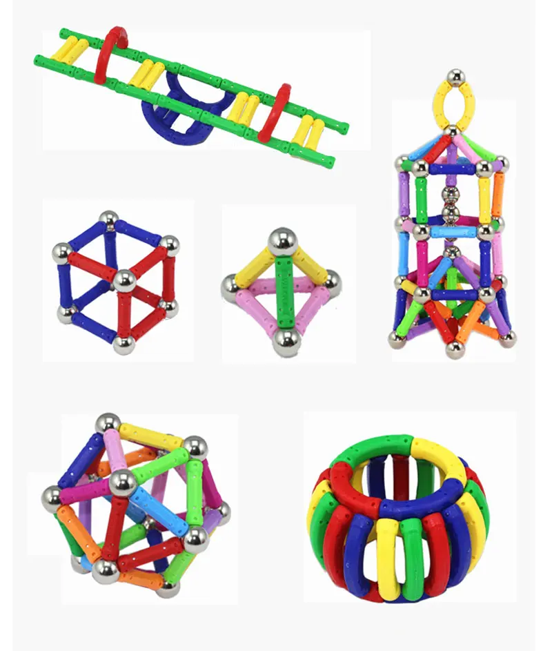 Разноцветные магнитные стержни, металлические шарики, Детские магнитные блоки, игрушки, аксессуары, DIY дизайнерские образовательные забавные игрушки