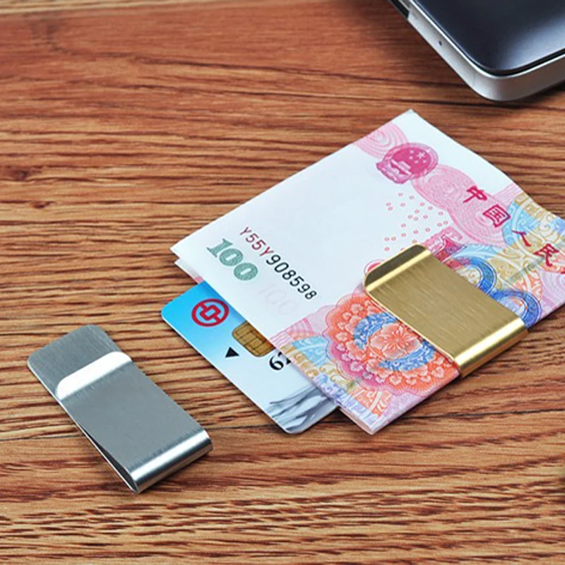 Metal Money Clip Stainless steel Money Clips Cash Card Tickets Holders Brass Wallet Pen Clip Pocket Metal Money Holder