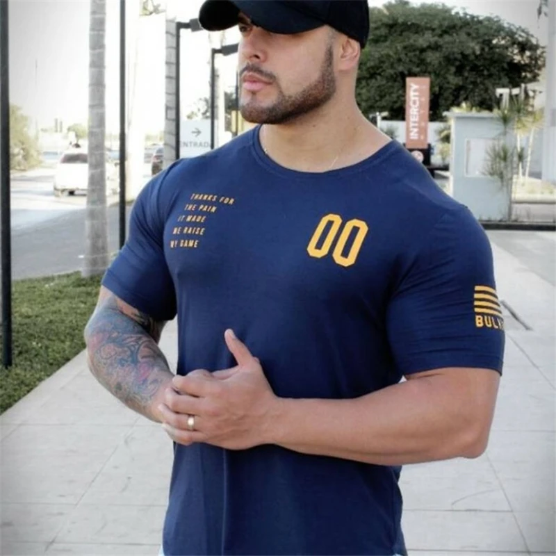 

2019 New Plain Clothing fitness t shirt men O-neck t-shirt tops gyms tshirt Homme