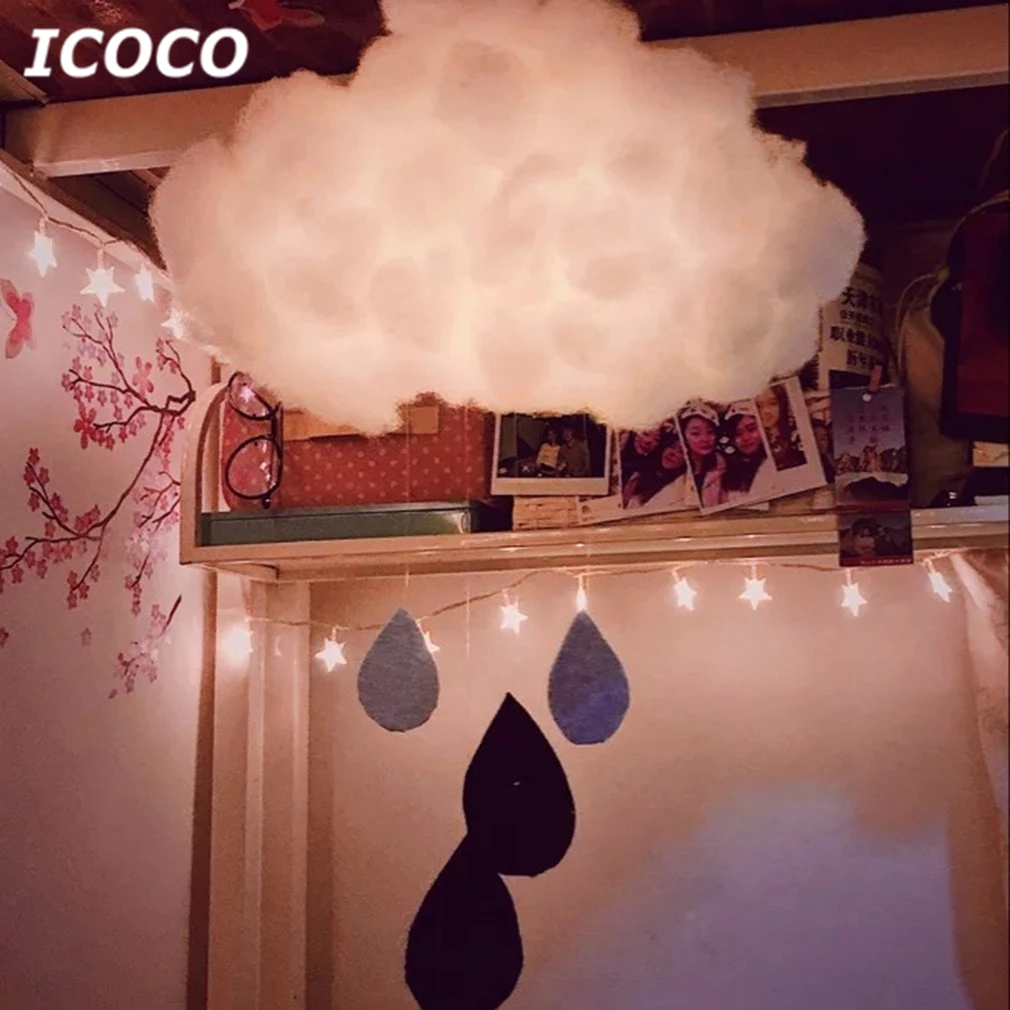 

DIY Handmade Cute Cotton Cloud Shape Light Hanging Night Light For Birthday Gift Home Bedroom Decor Drop Shipping Wholesale