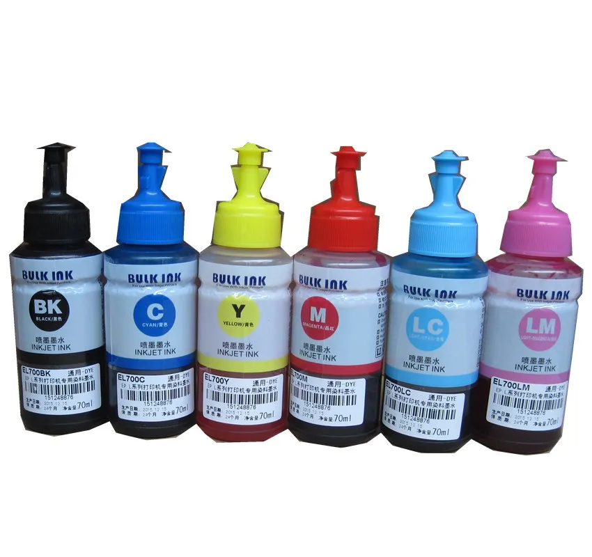

6 color Dye ink for epson 70ML OEM Refill Ink Kit 70ml bottle bulk Universal INK refillable ink cartridge ciss for epson printer