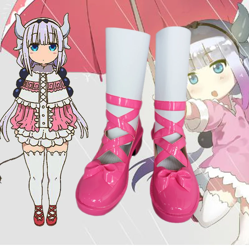 Японские розовые туфли Kobayashi san Chi no Maid Dragon Kanna комикс с Косплей Канны для девушек в