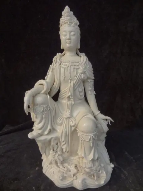 

13"/ Exquisite Chinese Dehua White Porcelain Kwan-yin Shakyamuni Buddha Auspicious Statue