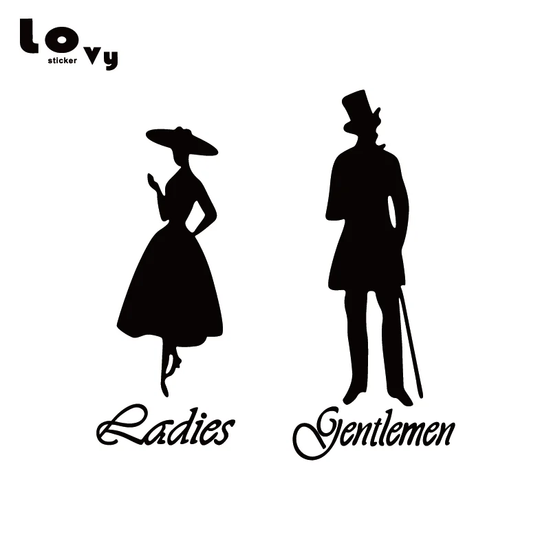 Gentlemen & Ladies Toilet WC Bathroom Door Sign Vinyl Wall Sticker Wall Art Decals House Decoration Poster Home Decor TS065 Gentlemen & Ladies Toilet WC Bathroom Door Sign Vinyl Wall Sticker Wall Art Decals House Decoration Poster Home Decor TS065