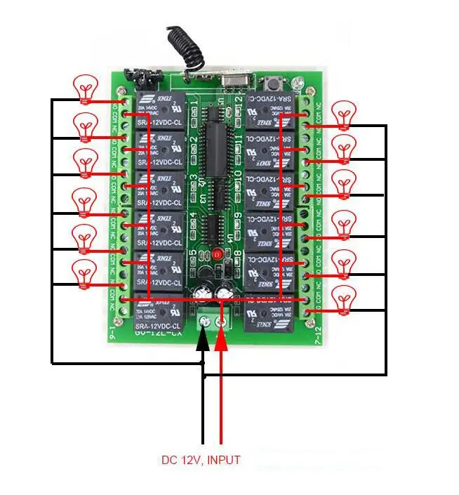 3000 м длинный диапазон DC 12 В 12 CH 12CH RF беспроводной переключатель системы дистанционного управления, 315/433 МГц, передатчик+ приемник для лампы led