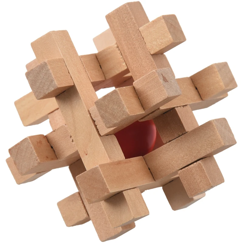 

Wooden Take the Ball from Cage Lock Logic Puzzle Burr Puzzles Brain Teaser Intellectual Removing Assembling Toy