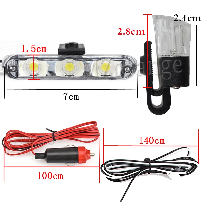 2X3 Strobe Light Emergency Flash Fso Warning Light LED Stroboscopes Police Light 12v 6w LED Car Flasher Light Cigarette Lighter