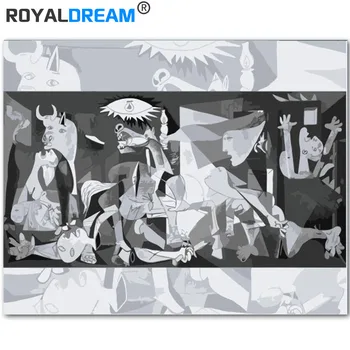 

ROYALDREAM Guernica DIY Oil Painting By Numbers Wall Art Acrylic Oil Canvas Paintings For Living Room Wall Art Home Decor