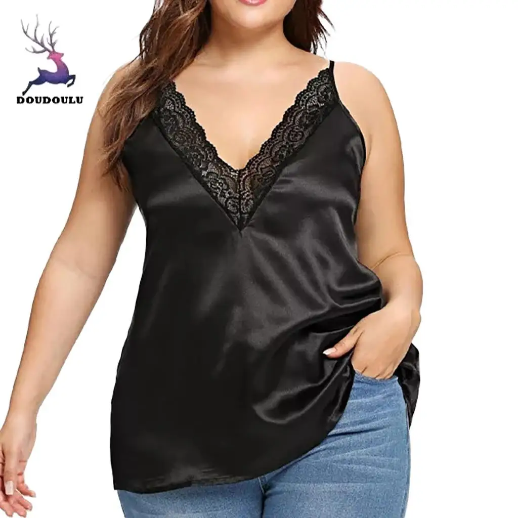 Women's Plus Size V-Neck Tank Top | Sleeveless Loose Blouse For Office & Casual Wear - View #5