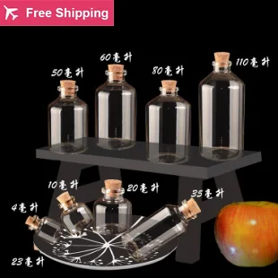 

4ml-110ml Small diameter Empty Glass Bottles With Cork DIY Clear Transparent Glass Jars Containers Vials Storage bottles