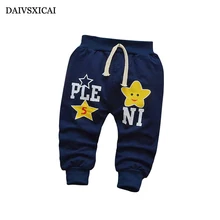 Daivsxicai/модные Хлопковые Штаны для малышей повседневные штаны для маленьких мальчиков с милым рисунком универсальные детские штаны для малышей от 7 до 24 месяцев