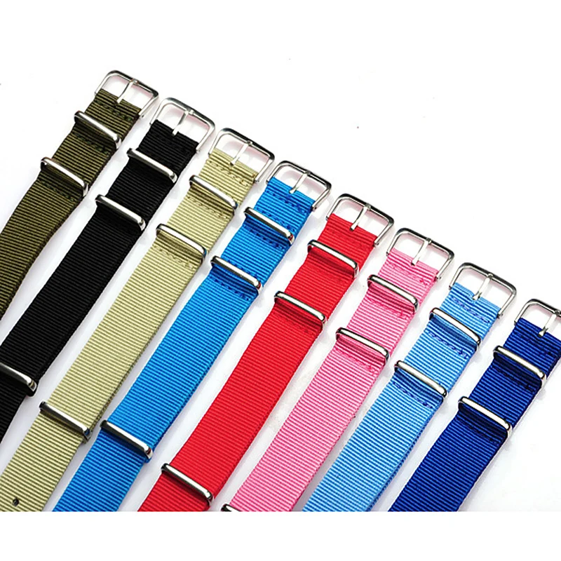 Fashion 1pcs 20MM nylon watchband with steel buckle.waterproof Straps