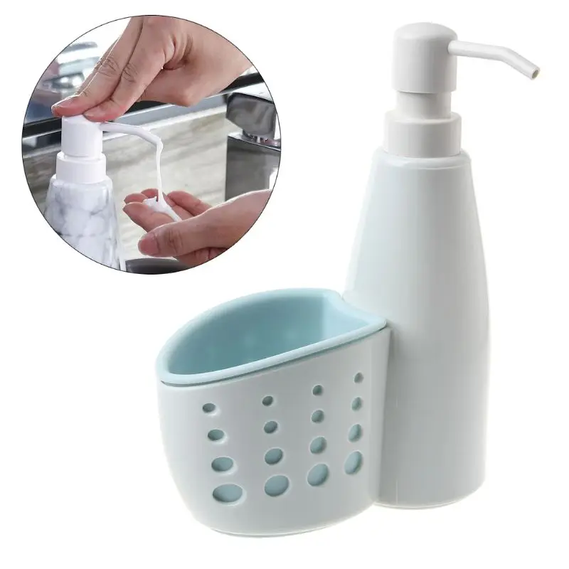 Two-In-One Dispenser And Storage Box Multi-function Liquid Detergent Container Sponge Drainboard Soap Holder Rack Cleaning